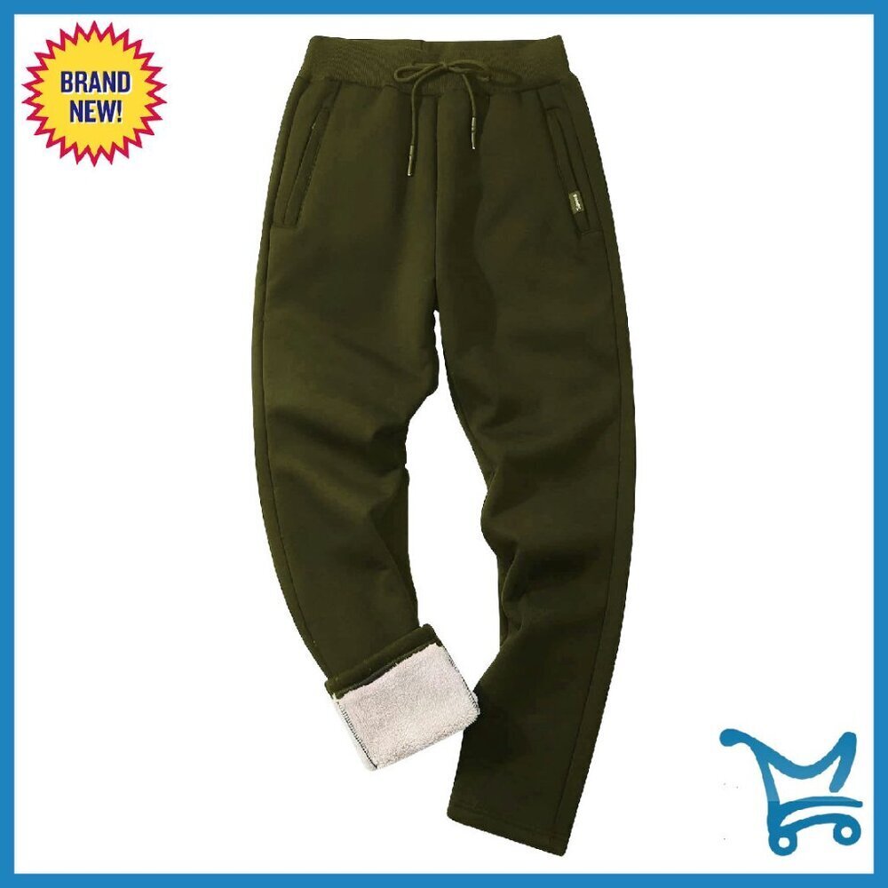 Men's Sherpa Fleece Lined Sweatpants Winter Thermal Joggers
